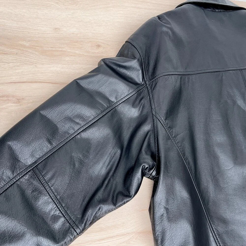 EUC Vintage 1990s M. Julian by Wilsons Leather Black Button Up Men's Car Coat XL